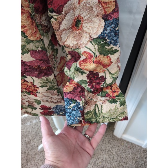 Vintage Style Floral Tapestry Brocade Blazer Scrunch Sleeves  M Y2K 90's NWT - Picture 5 of 14